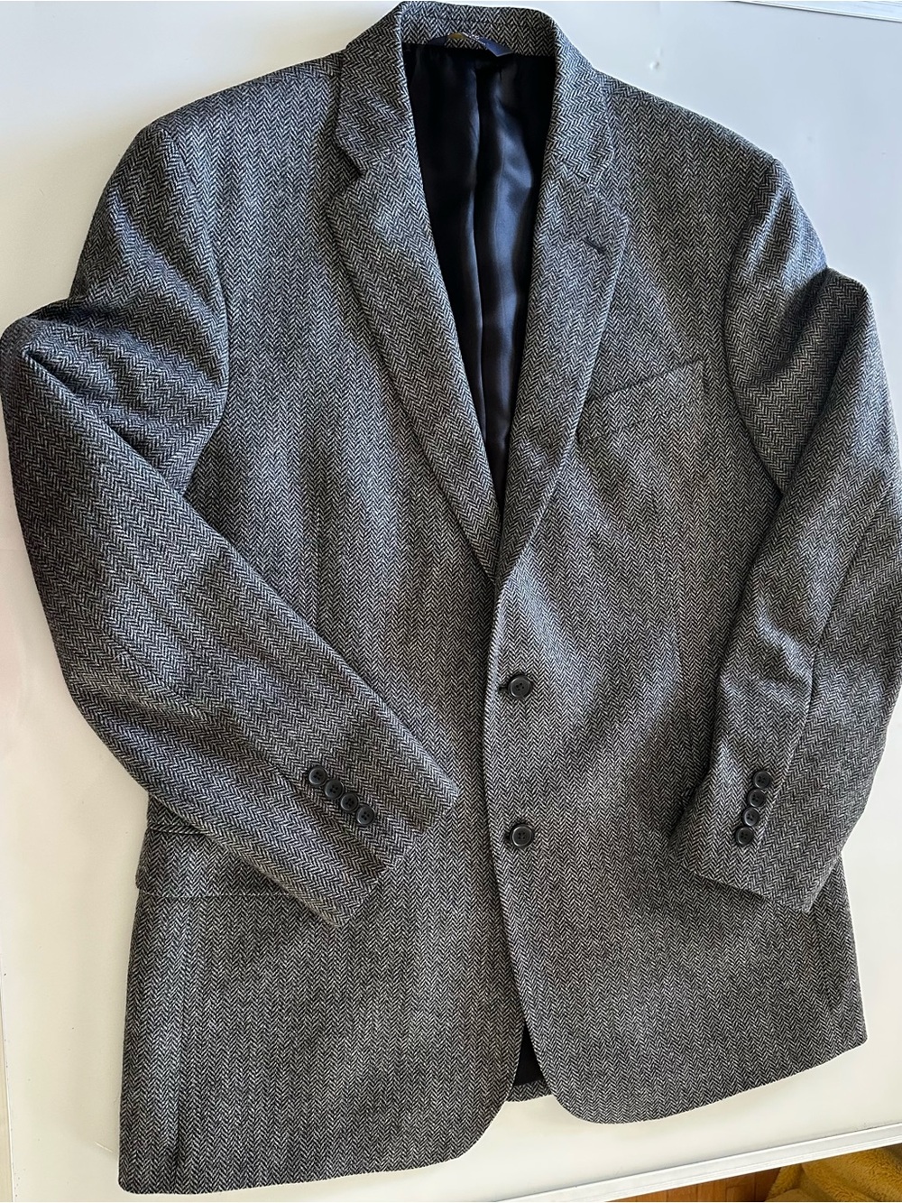 Brooks Brothers Men 346 Fitzgerald Fit Houndstooth Blazer- 44L Gray Morgado Wool